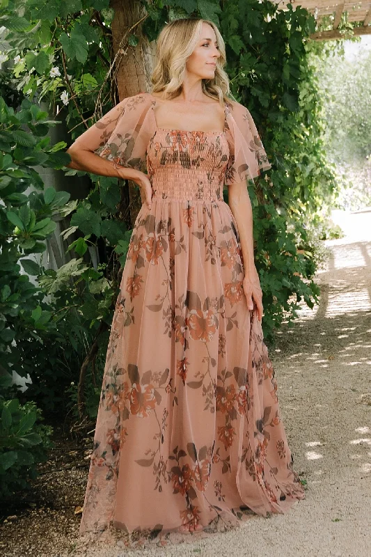 Cassandra Tulle Maxi Dress | Copper Floral