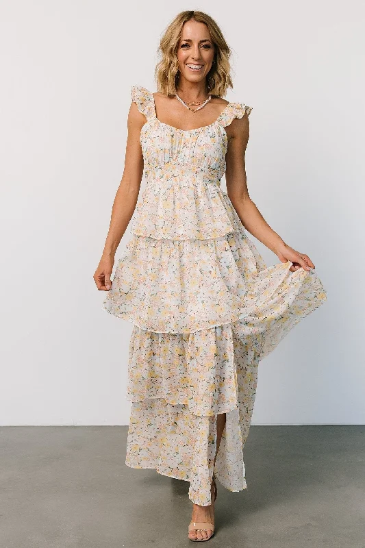 Marigold Tiered Maxi Dress | Yellow Floral