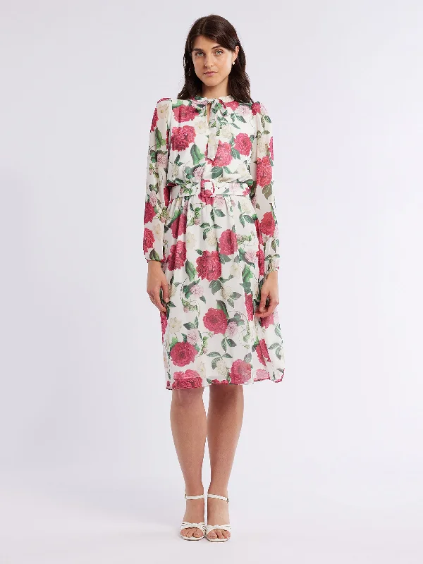 Raspberry Peony Midi Dress