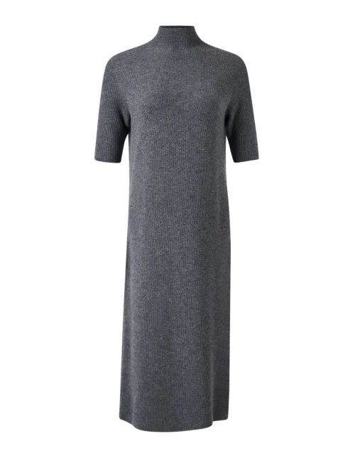 Steel Grey Wool Cashmere Knit Dress