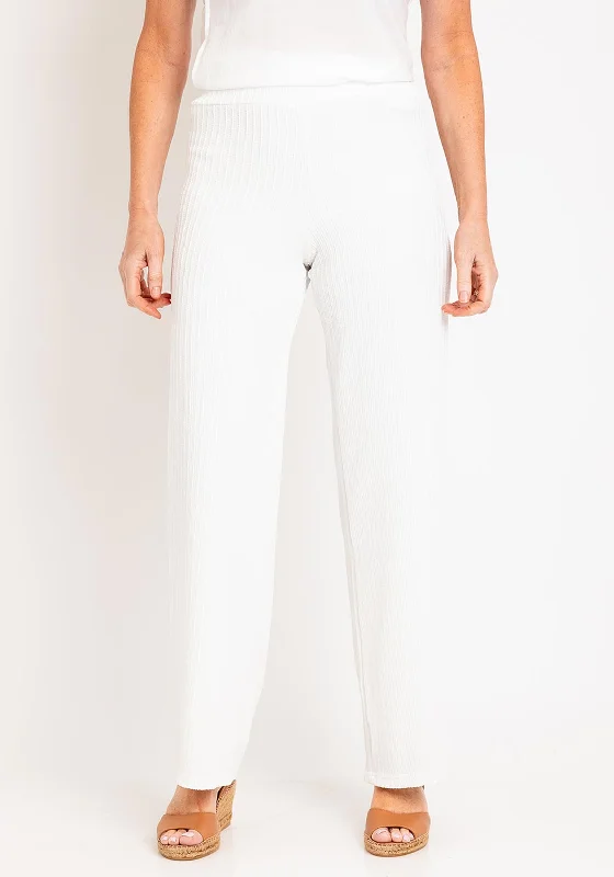 Serafina Collection Textured Wide Leg Trousers, White