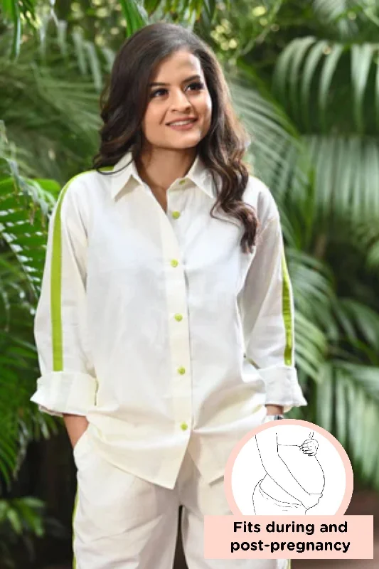 Classic Ivory Maternity & Nursing Shirt (Cotton Linen)